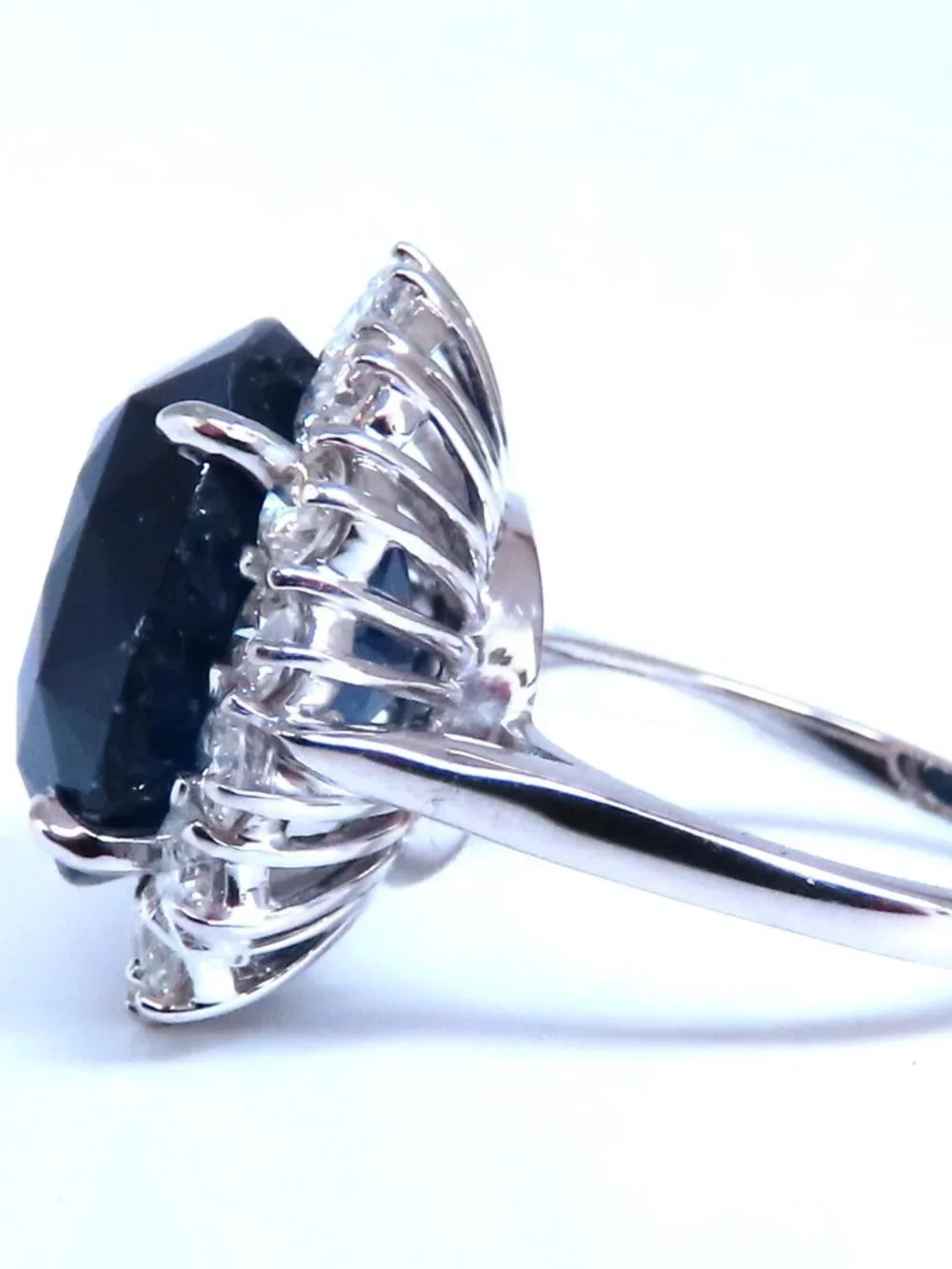 GIA Certified 15.49ct Natural Sapphire Diamonds Cluster Ring 18kt*